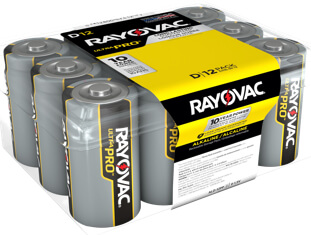 Rayovac Ultra Pro Alkaline D Batteries sold in Contractor 12 packs