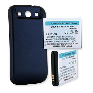 SAMSUNG GALAXY S3 4200mAh EXTENDED BATTERY WITH NFC BLUE CVR