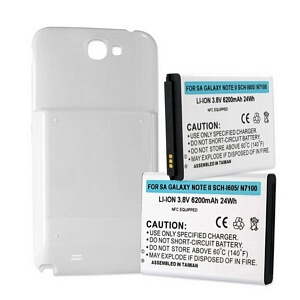 SAMSUNG GALAXY NOTE II 6.2Ah EXTENDED BATTERY W/ NFC WHITE COVER