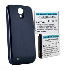 SAMSUNG GALAXY S4 5.2Ah EXTENDED NFC BATTERY W/ BLUE COVER