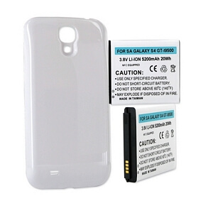 SAMSUNG GALAXY S4 5.2Ah EXTENDED NFC BATTERY W/ WHITE COVER